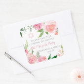 Elegant Pink Floral Bat Mitzvah Party Custom Quadratischer Aufkleber (Umschlag)