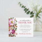 Elegant Pink Floral Beerdigung Danke (Stehend Vorderseite)