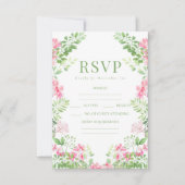 Elegant Pink Floral Boho Sommer Hochzeit RSVP Kart (Vorderseite)