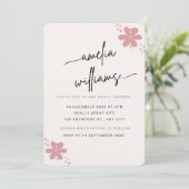 Elegant Pink Floral Bridal Shower Invitation - Cus Einladung (Stehend Vorderseite)
