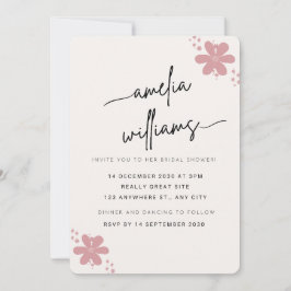 Elegant Pink Floral Bridal Shower Invitation - Cus Einladung