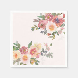 Elegant Pink Floral Bridal Shower Serviette