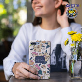 Elegant Pink Floral Custom Name Accent Case-Mate iPhone Hülle