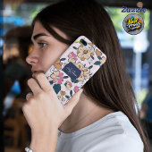 Elegant Pink Floral Custom Name Accent Case-Mate iPhone Hülle