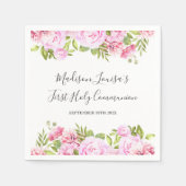 Elegant Pink Floral First Holy Communion Serviette (Vorderseite)