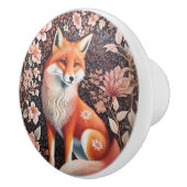 Elegant Pink Floral Fox William Morris Inspired Keramikknauf (Rechts)