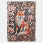 Elegant Pink Floral Fox William Morris Inspiriert Decke (Vorderseite Vertikal)