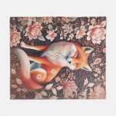 Elegant Pink Floral Fox William Morris Inspiriert Fleecedecke (Vorderseite (Horizontal))