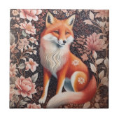 Elegant Pink Floral Fox William Morris Inspiriert Fliese (Vorderseite)