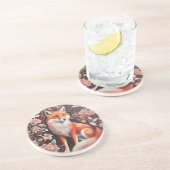 Elegant Pink Floral Fox William Morris Inspiriert Getränkeuntersetzer (Seite)