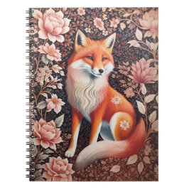 Elegant Pink Floral Fox William Morris Inspiriert Notizblock
