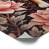 Elegant Pink Floral Fox William Morris Inspiriert Poster (Ecke)