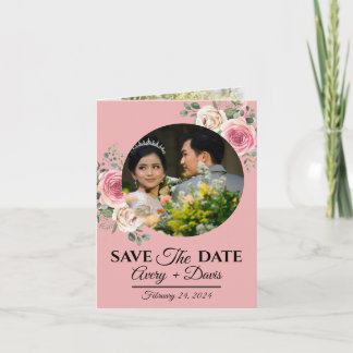 Elegant Pink Floral Fully Editable Save the Date Einladung