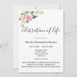 Elegant Pink Floral Geschmackvolle Feier Beerdigun Einladung