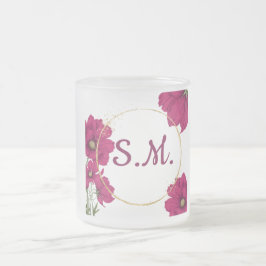 Elegant Pink Floral Gold Circle Coffee Mug Mattglastasse