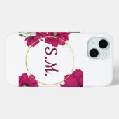 Elegant Pink Floral Gold Circle Phone Case (Rückseite (Horizontal))