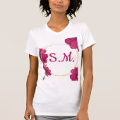 Elegant Pink Floral Gold Circle T-Shirt (Vorderseite)
