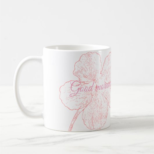 ​Elegant Pink Floral Good Morning Bella Kaffeetasse (Links)