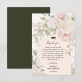Elegant Pink Floral Graduation Dankeskarte (Vorne/Hinten)