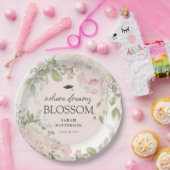 Elegant Pink Floral Graduation Party Pappteller (Party)