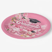 Elegant Pink Floral Graduation Party watch Pappteller (Schrägansicht)