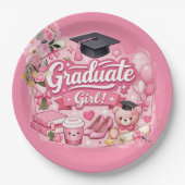 Elegant Pink Floral Graduation Party watch Pappteller (Vorderseite)