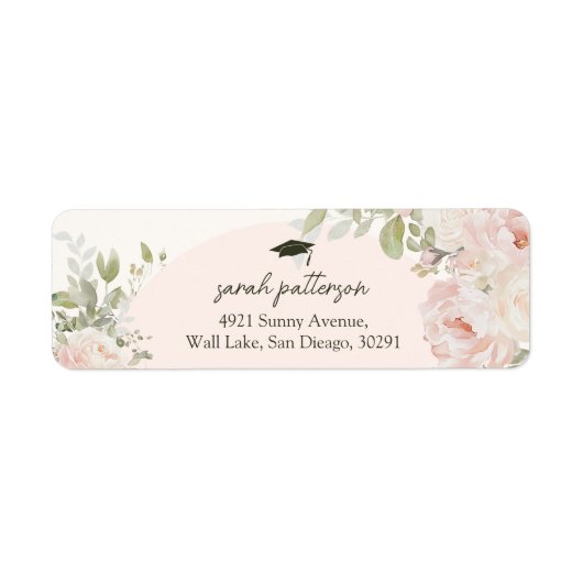 Elegant Pink Floral Graduation Retrun Address (Vorne)
