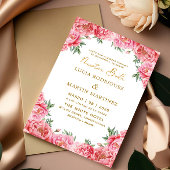 Elegant Pink Floral Nuestra Boda Einladung