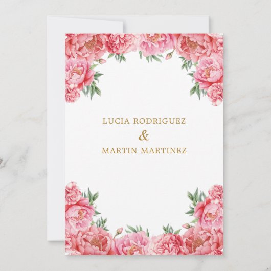 Elegant Pink Floral Nuestra Boda Einladung (Rückseite)