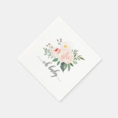 Elegant Pink Floral Oh Baby Shower Napkin Serviette (Ecke)