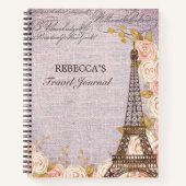 Elegant Pink Floral Paris Travel Journal Notizblock (Vorderseite)
