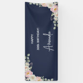 Elegant Pink Floral Personalized Birthday Banner (Vertikal)