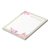 Elegant Pink Floral Personalized Notepad Notizblock (Rotiert)