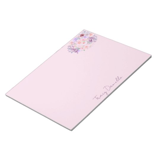 Elegant Pink Floral Personalized Notepad Notizblock (angewinkelt)