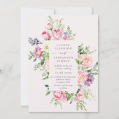 Elegant Pink Floral Spring Wedding Invitation Einladung (Vorderseite)