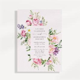 Elegant Pink Floral Spring Wedding Invitation Einladung