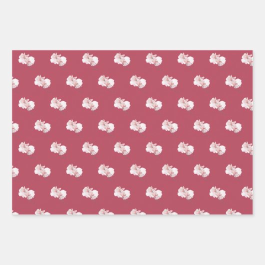 Elegant Pink Floral & Stripe Wrapping Paper Set Geschenkpapier Set (Vorderseite 2)