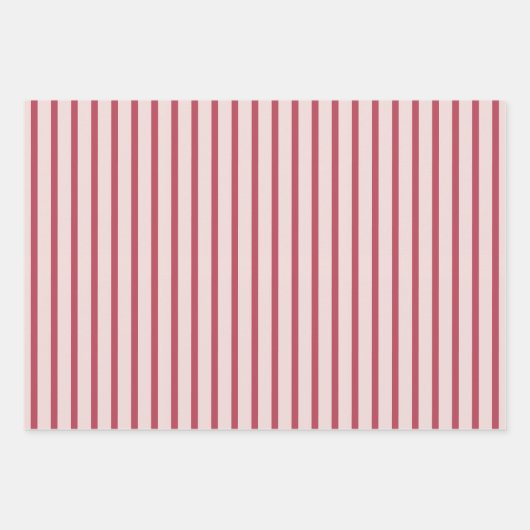 Elegant Pink Floral & Stripe Wrapping Paper Set Geschenkpapier Set (Vorderseite)