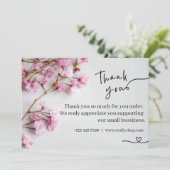 Elegant Pink Floral Thank You Card (Stehend Vorderseite)