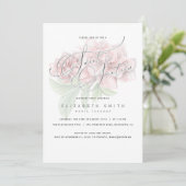 Elegant Pink Floral Typografie Sweet 16 Birthday Einladung (Stehend Vorderseite)
