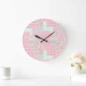 Elegant Pink Floral Wall Clock | Soft Rose Aesthet Große Wanduhr (Zuhause)