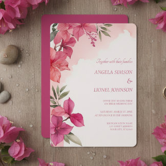 Elegant Pink Floral Watercolor Wedding Einladung