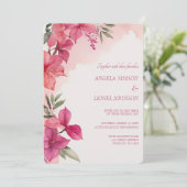 Elegant Pink Floral Watercolor Wedding Einladung (Stehend Vorderseite)
