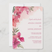 Elegant Pink Floral Watercolor Wedding Einladung (Vorderseite)