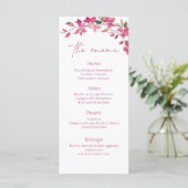 Elegant Pink Floral Watercolor Wedding  Menükarte (Stehend Vorderseite)