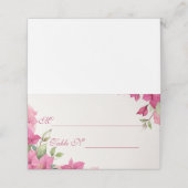 Elegant Pink Floral Watercolor Wedding Platzkarte (Außenseite Aufgefaltet)