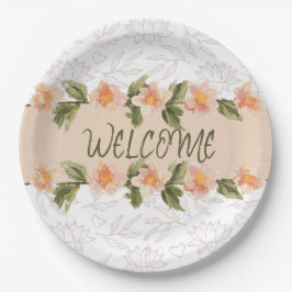 Elegant Pink Floral Watercolor Welcome Napkins Pappteller