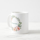 Elegant Pink Floral Watercolor Wreath Personalized Kaffeetasse (Vorderseite Links)