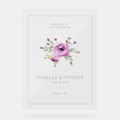 Elegant Pink Floral Wedding Invitation Acrylschild (Vorderseite)