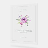 Elegant Pink Floral Wedding Invitation Acrylschild (Winkel)